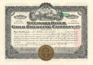 Stewart River Gold Dredging Company, Ltd. - 1910 dated Alaskan Mining Stock Certificate