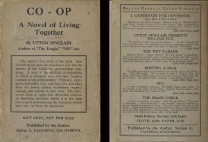 Co-Op A Novel of Living Together by Upton Sinclair and Signed in Pencil - 1936 dated Autograph