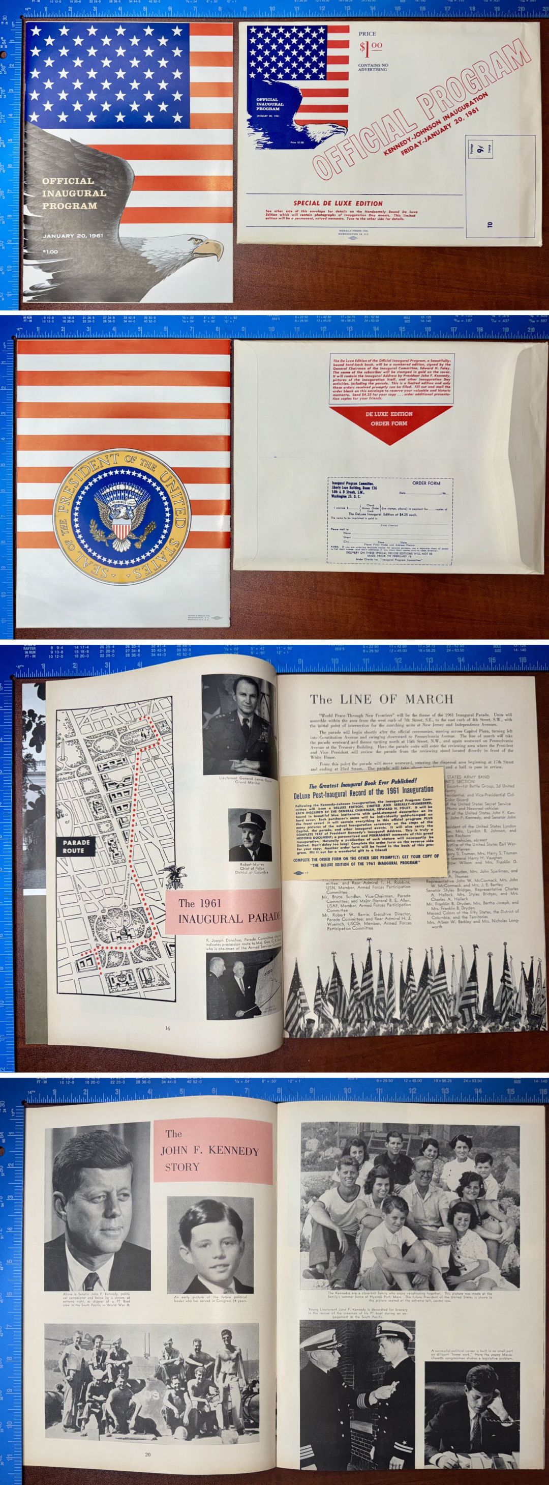 Program with Envelope for Kennedy & Johnson Presidential Inauguration of January 20, 1961 - 1960-61 dated Program of John F. Kennedy and Lyndon B. Johnson
