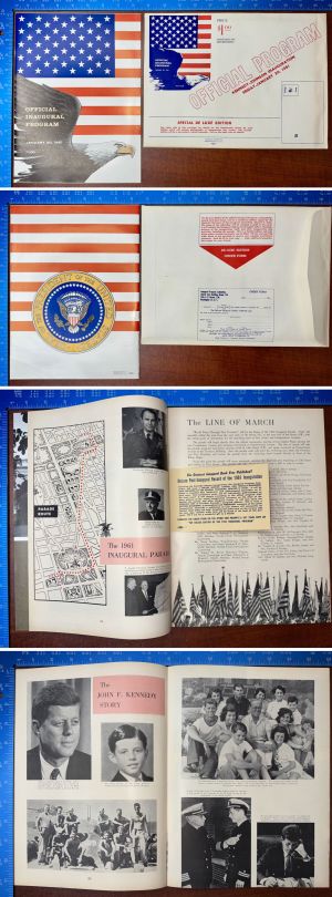 Program with Envelope for Kennedy & Johnson Presidential Inauguration of January 20, 1961 - 1960-61 dated Program of John F. Kennedy and Lyndon B. Johnson