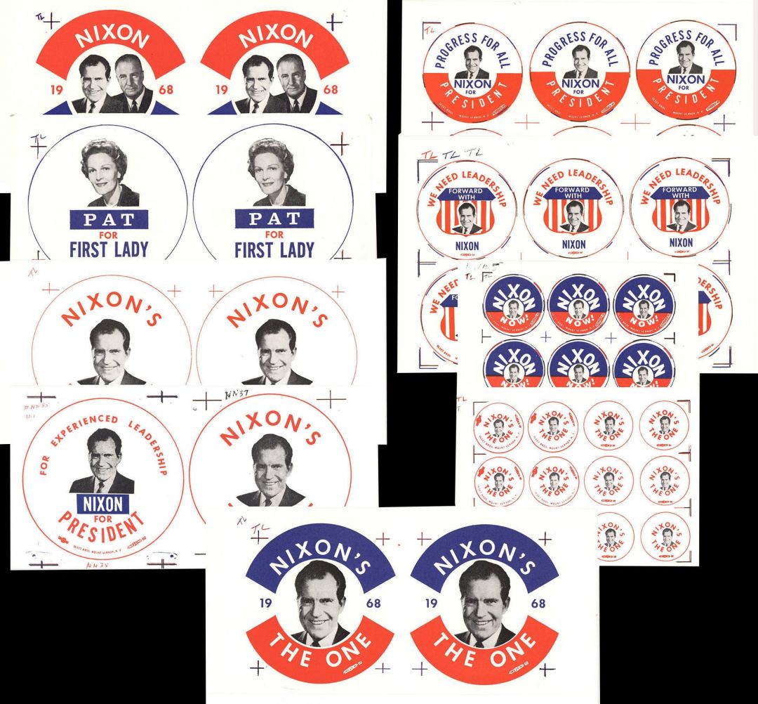 Nixon Campaign Button Sheets - Americana