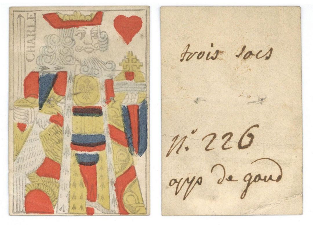 2nd Use French Playing Card dated 1730's - 3 Sols, No. 226 Appel de Gand - France