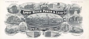 Spray Water Power and Land Co. Blotter - Benjamin Franklin Mebane Jr. - Great History
