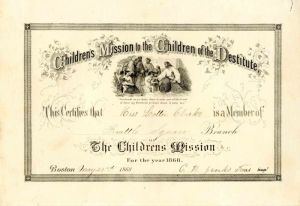Children's Mission to the Children of the Destiture Membership Certificate