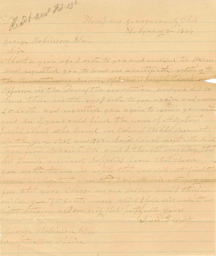 Letter during Civil War