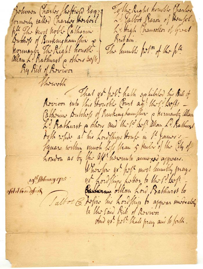 Early Letter to the Court against the Lords