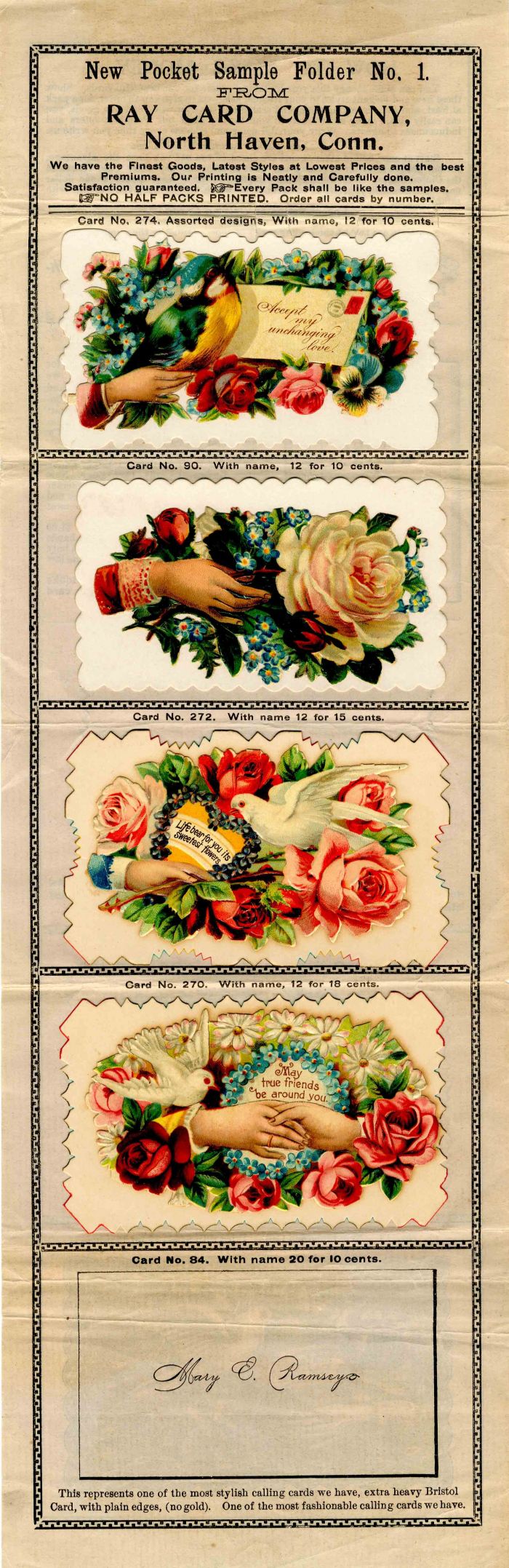 Ray Card Co. Sample Sheet