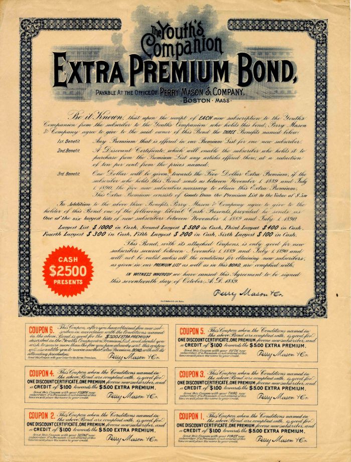 Youth's Companion Extra Premium Bond - Children's Magazine - Americana