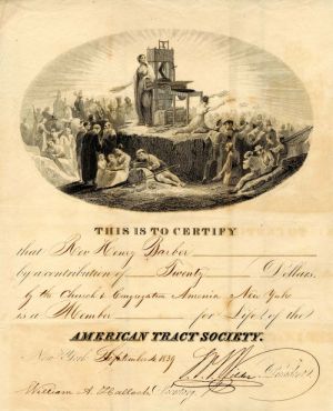 American Tract Society - Contribution Certificate