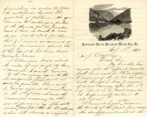 Kittatinny House, Delaware Water Gap, Pa. 1872 Letter - Americana