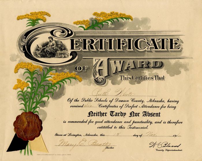 Certificate of Award