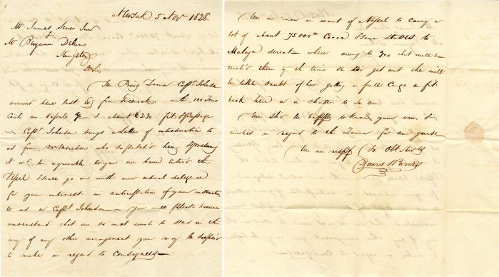 Early Handwritten Letter from New York to Kingston, Mass.