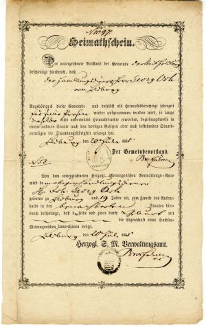Heimatschein Certificate