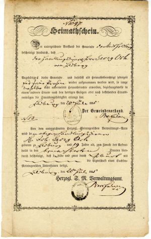 Heimatschein Certificate