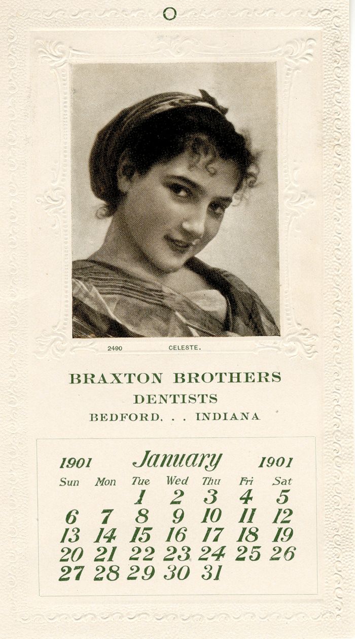 Braxton Brothers Dentists - Salesman Sample Calendar dated 1901 - Americana