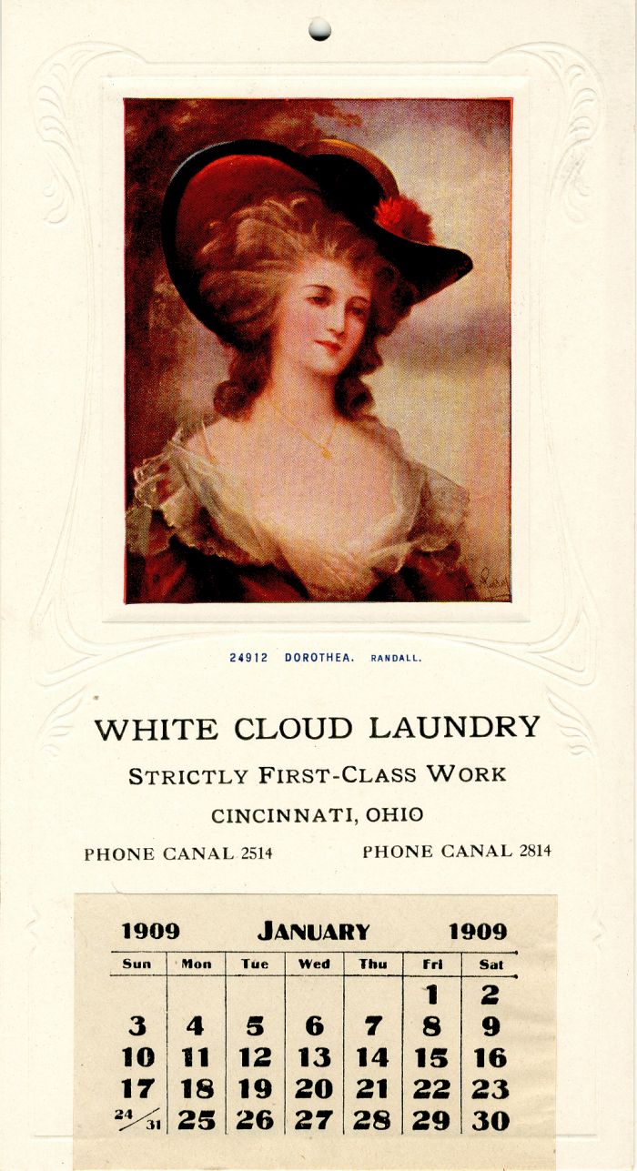White Cloud Laudry - Small 1909 Salesman Sample Calendar