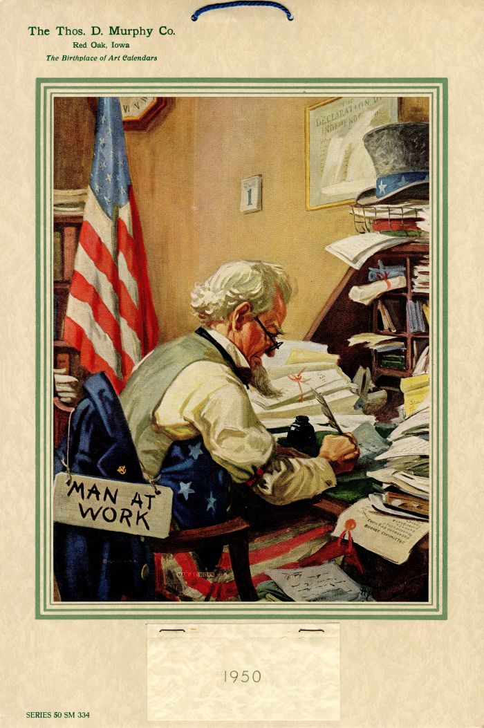Salesman Sample Calendar - Man at Work - Red Oak, Iowa - Measures 10 x 15 - Thos. D. Murphy Co.