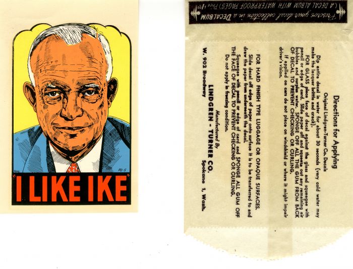 "I Like Ike" Decal dated 1952