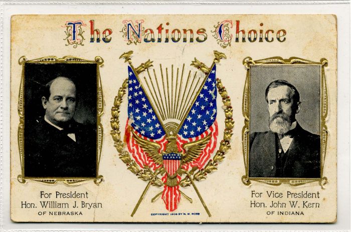 Bryan and Kern Presidential Post Card