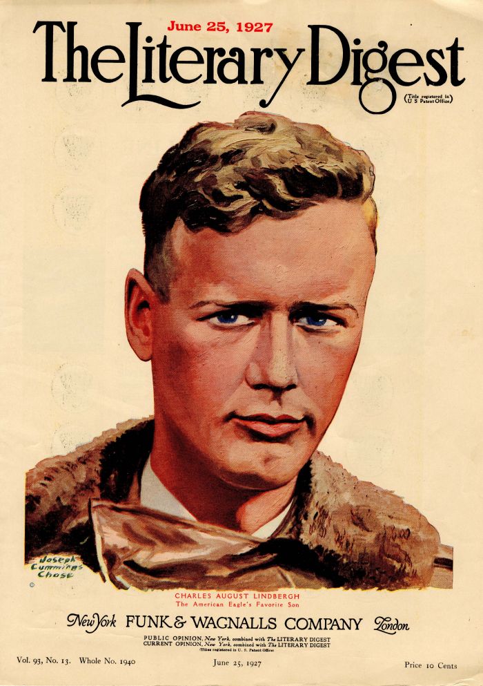 Charles August Lindbergh on front cover of Literary Digest