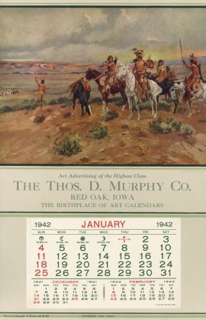 Salesman Sample Calendar - Finding the Trail by Charles M. Russell - Thos. D. Murphy Co.