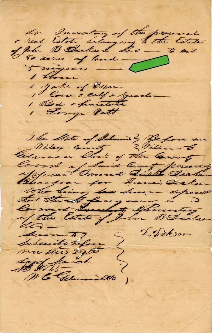 1845 - Slavery Document