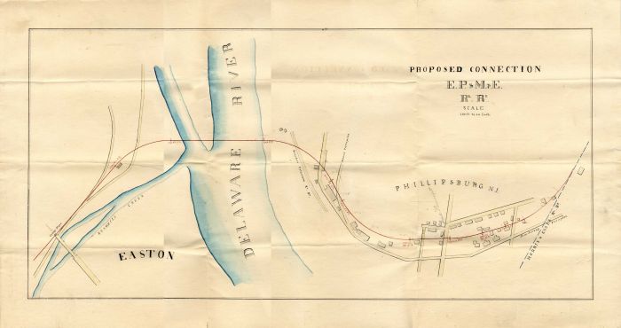 3 Maps of the Easton Phillipsburg and Morris and Essex Railroads