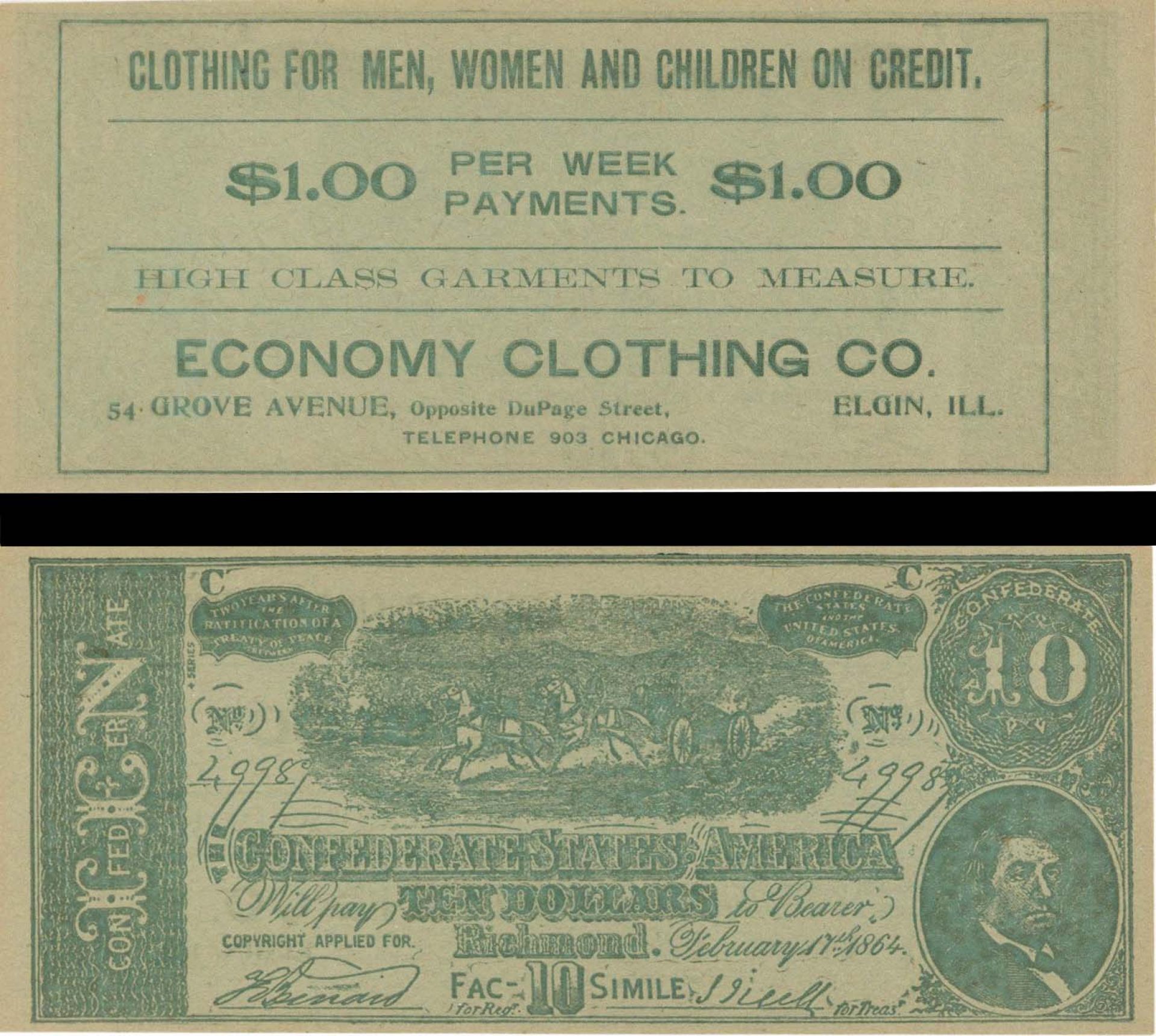 Confederate States of America - Ad Note - Economy Clothing Co.