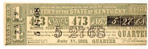 1863 Lottery Ticket - Covington, Kentucky - Americana