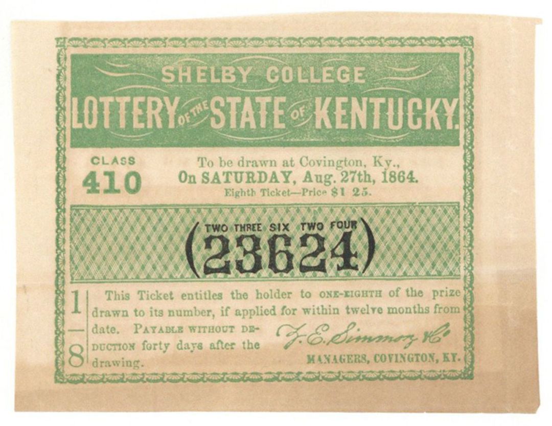 1864 dated Lottery Ticket - Covington, Kentucky - Americana