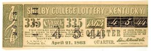 1863 Lottery Ticket - Covington Kentucky - Americana