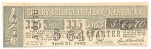 1863 Lottery Ticket - Covington Kentucky - Americana