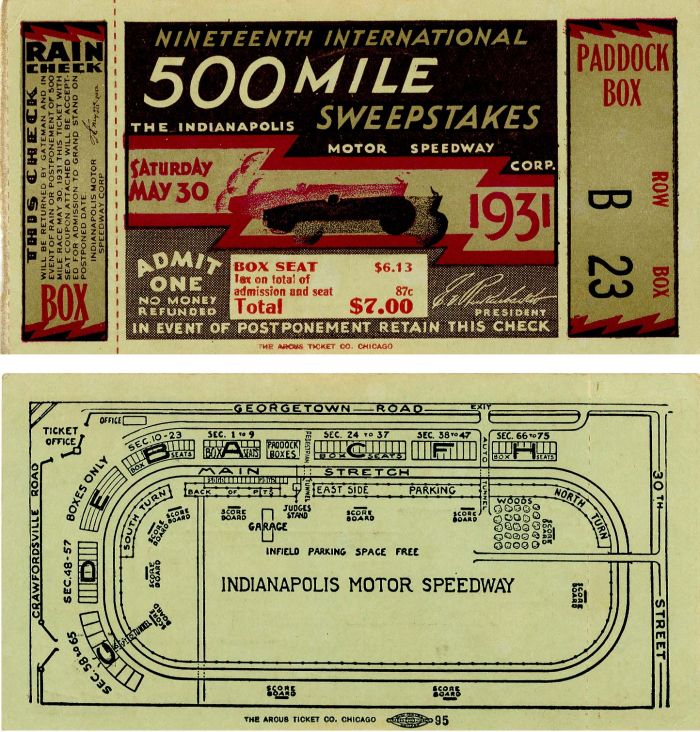 Indianapolis 500 Attendance and Sweepstakes Ticket - Americana