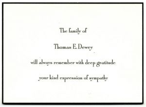 Sympathy Card for Thomas E. Dewey - Americana