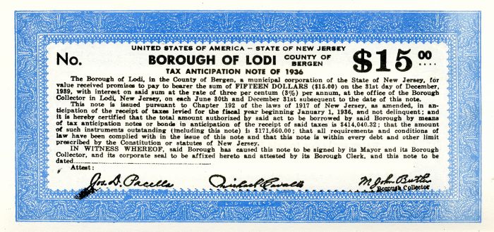 Tax Anticipation Note - Americana