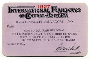 International Railways of Central America Railroad Pass - Americana