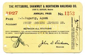 Pittsburg, Shawmut and Northern Railroad Co. Railroad Pass - Americana