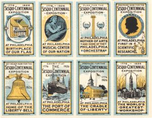 Sesqui-Centennial Exposition Stamps - Americana - Block of 8 Stamps