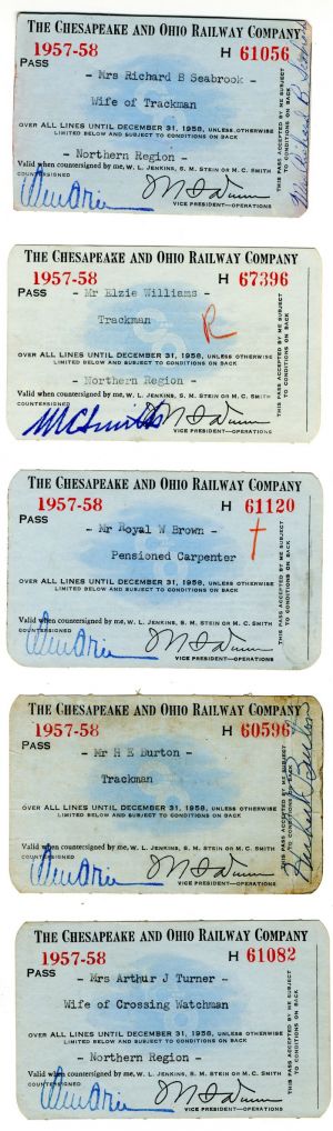 Set of 5 Railroad Passes - Americana