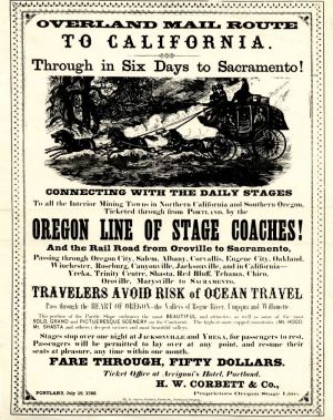 Ad for Oregon Line of Stage Coaches - Americana
