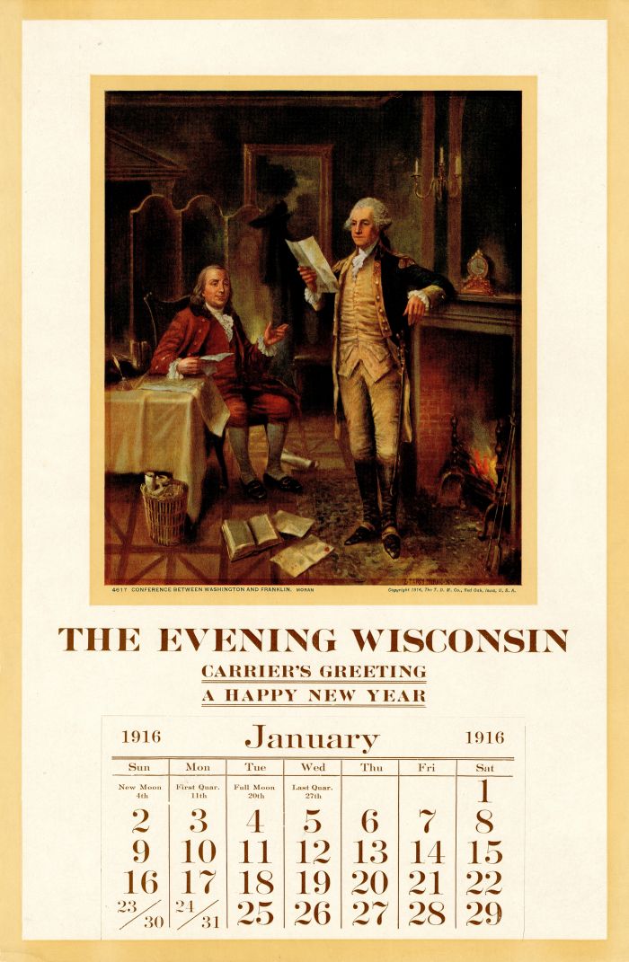 Washington and Franklin Calendar - Americana - Salesman Sample Calendar