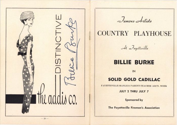 Billie Burke signed Playbill - Americana