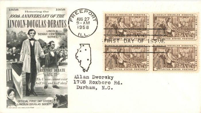 First Day Issue Cover - Lincoln-Douglas Debates - Americana
