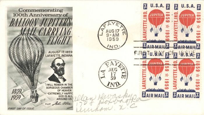 First Day Issue Cover - Balloon Jupiter's Mail Carrying Flight - Americana