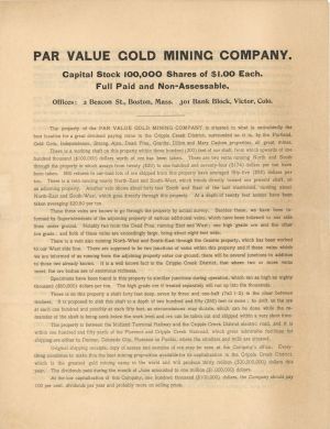 Prospectus for Par Value Gold Mining Co. - Americana