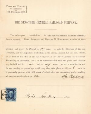 New-York Central Railroad Co. Proxy -  Stock Certificate