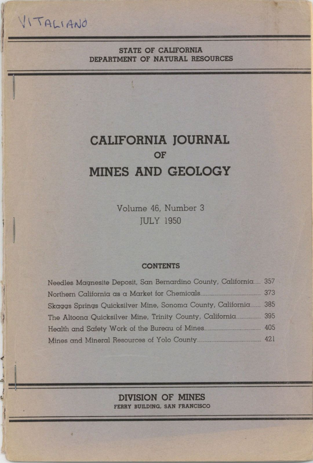 California Journal of Mines and Geology - Americana