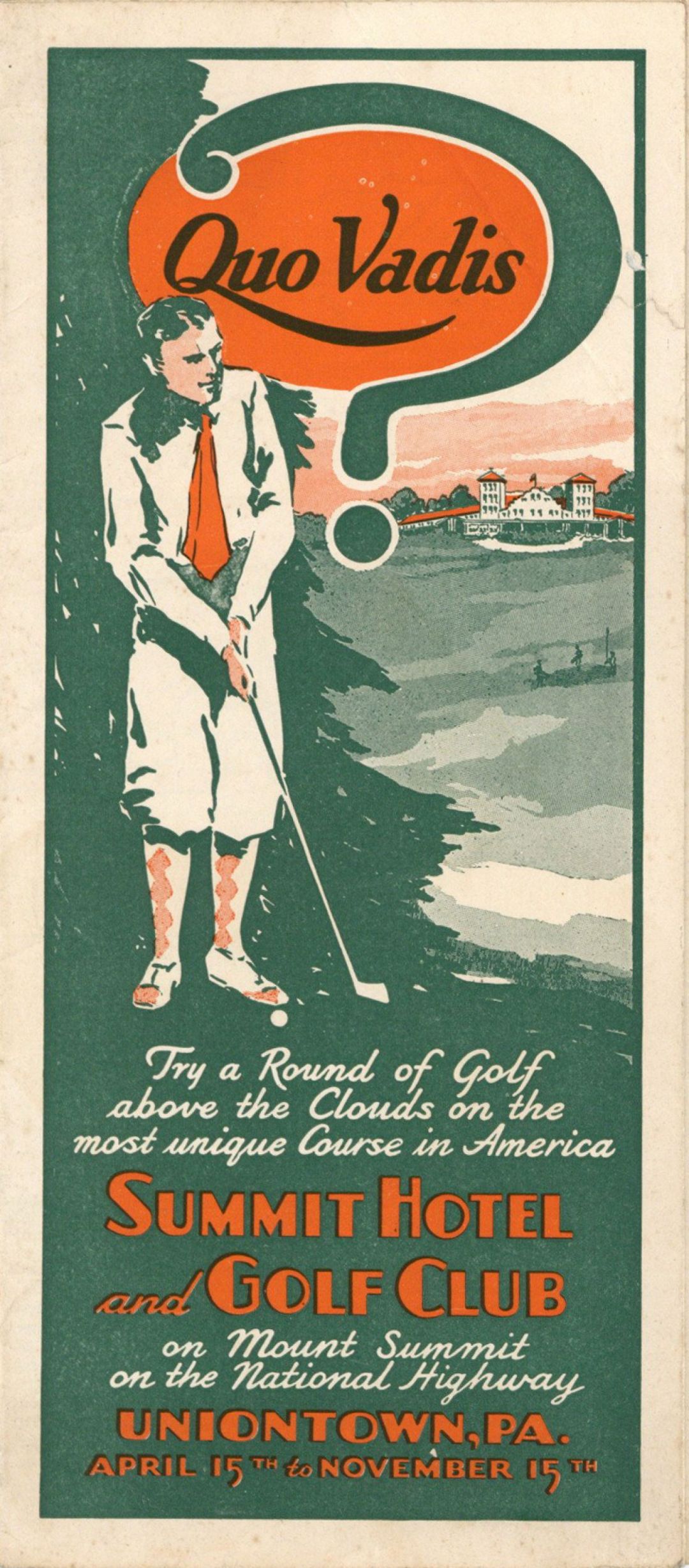 Summit Hotel and Golf Club Brochure - Americana - Uniontown, Pennsylvania