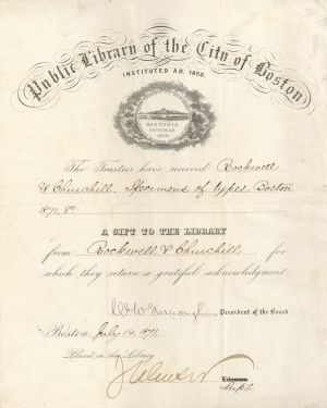 Public Library of the City of Boston Letter - Americana