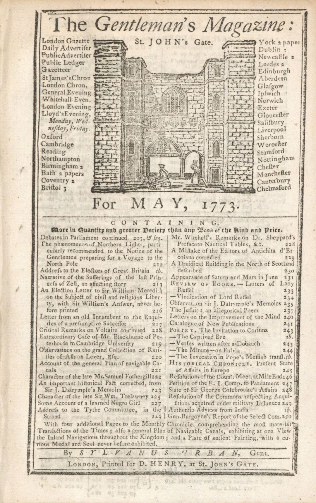 18th Century Gentleman's Magazine - 1773 dated Americana